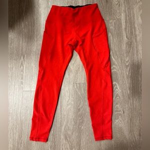 Bright red leggings with pockets